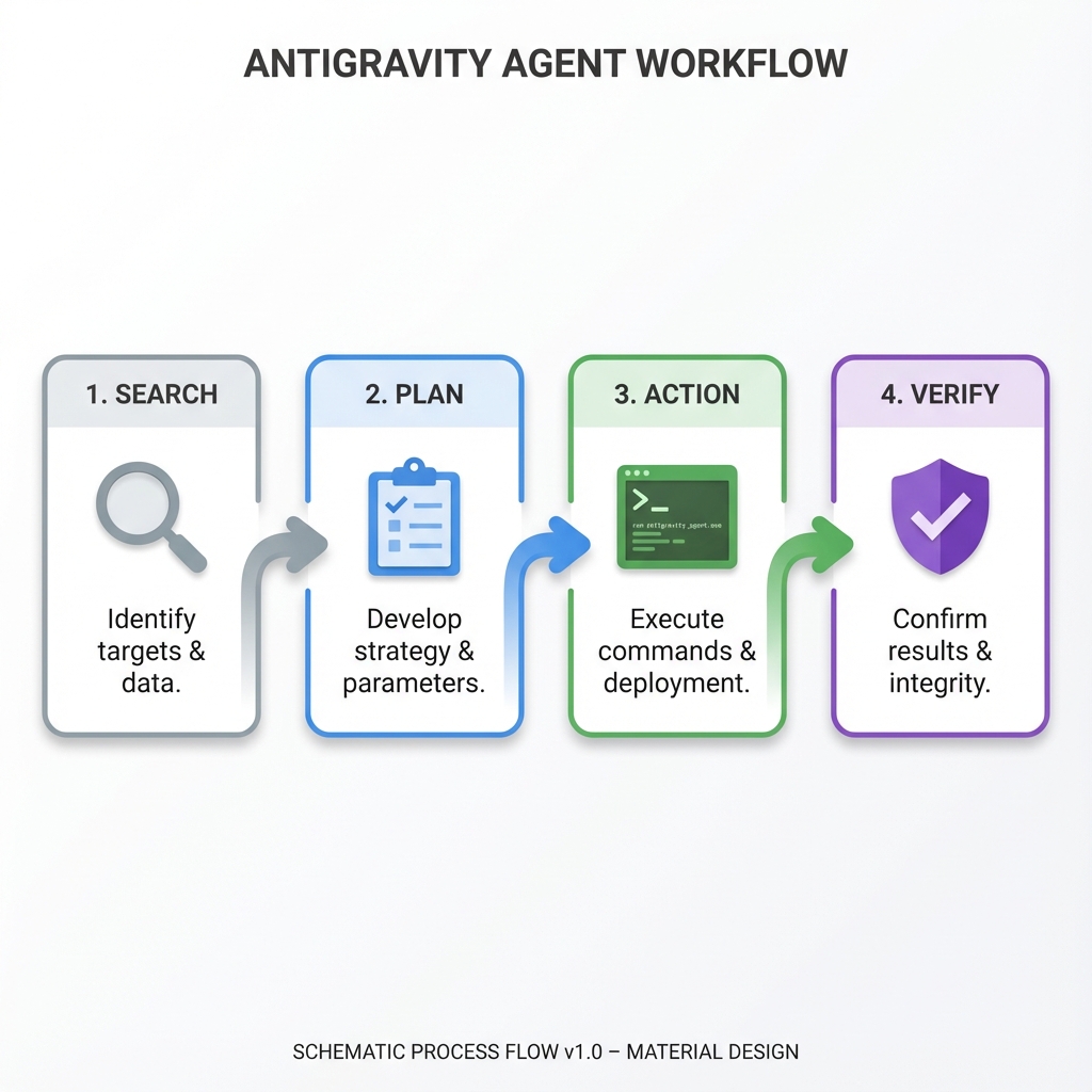 Antigravity Workflow: Search -> Plan -> Action -> Verify